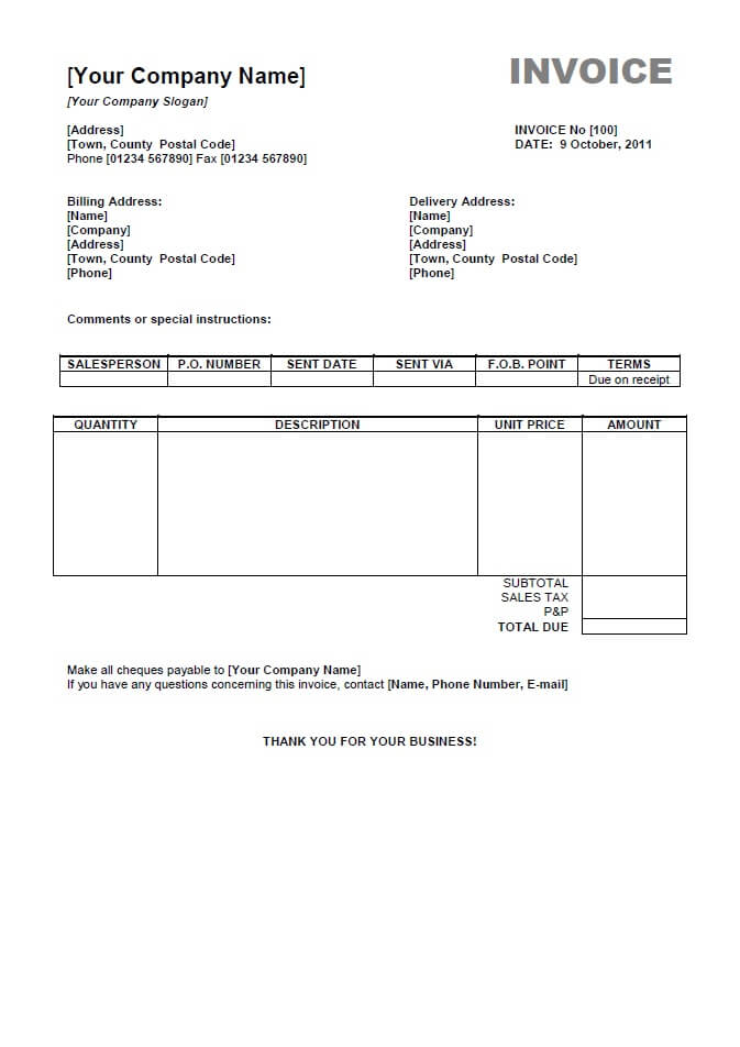 word document invoice template blank invoice template word doc 