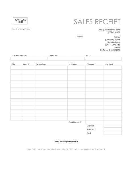 Free Word Receipt Template