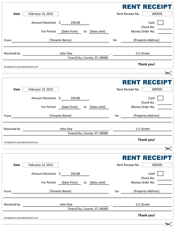 Rent Receipt Template for Excel