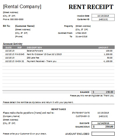 Rental Receipt Template 36+ Free Word, Excel, PDF Documents 