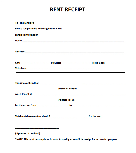 6 Free Rent Receipt Templates Excel PDF Formats