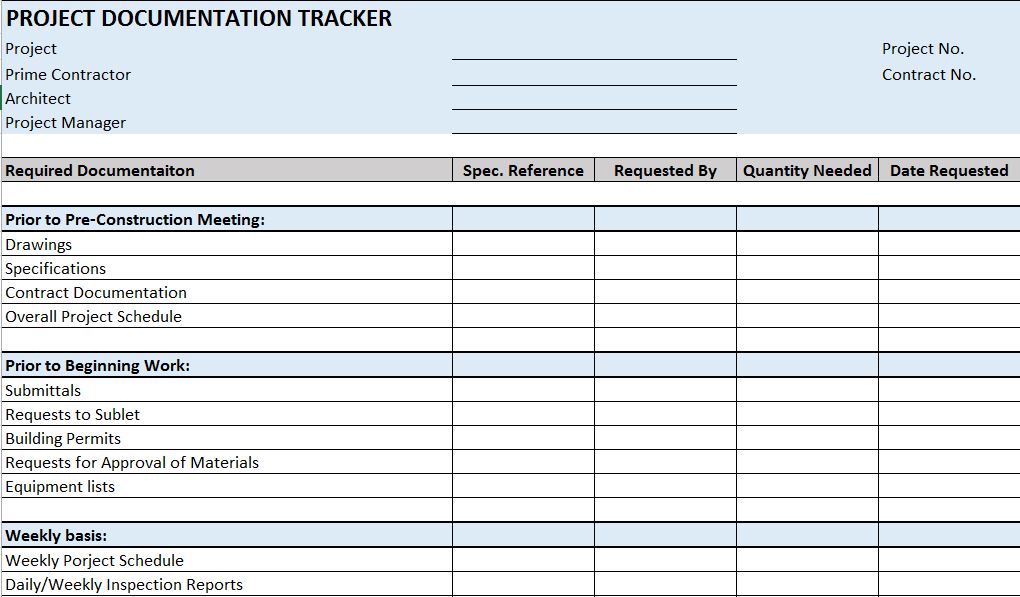 Free Construction Project Management Templates in Excel