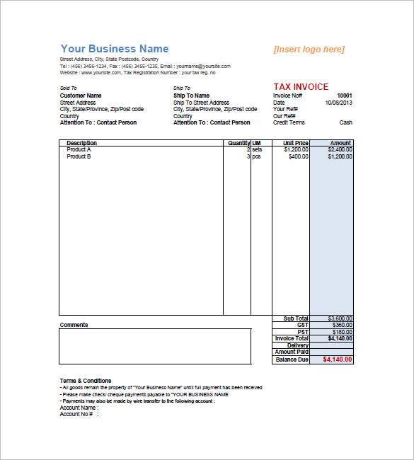 Retail Invoice Template 12+ Free Word, Excel, PDF Format 