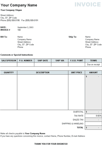 Download Free Excel Invoice Templates