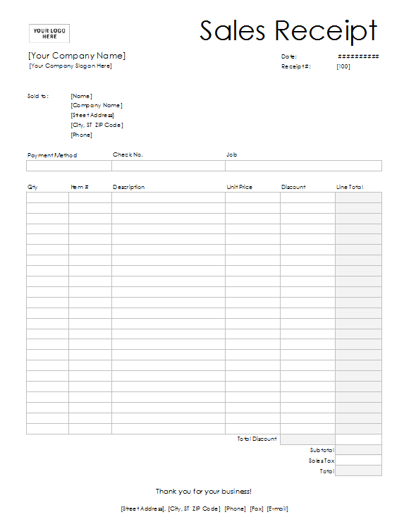 Sales Receipt | Free Sales Receipt Template for Excel