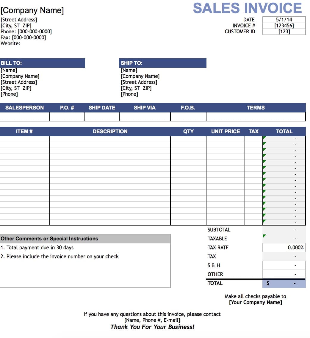 Sales Invoice Templates [27 Examples in Word and Excel]