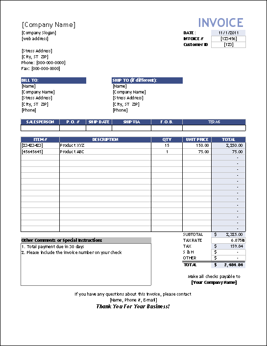 Sales Invoice Templates [27 Examples in Word and Excel]