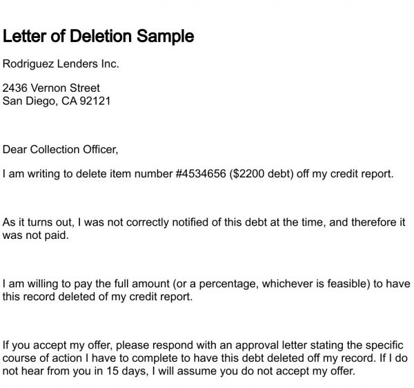 Letter Of Deletion regarding Letter To Credit Bureau To Remove 
