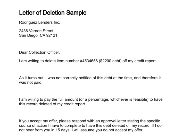 Letter of Deletion