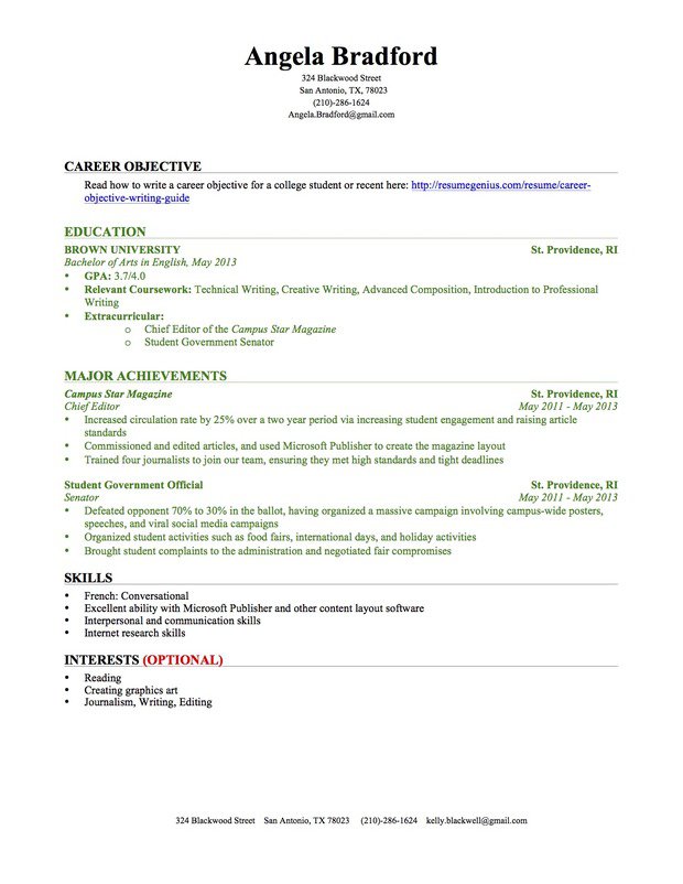 College Sample Resume | Free Resume Example And Writing Download