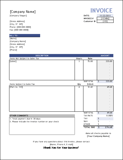 Free Service Invoice Template for Consultants and Service Providers