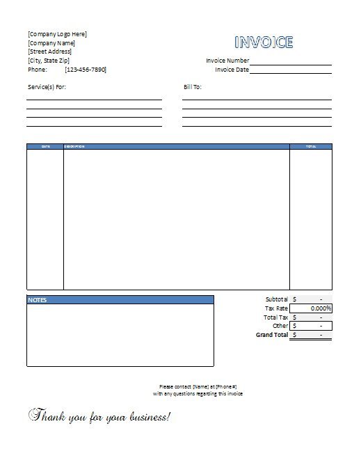 Hoover Receipts | Free Printable Service Invoice Template PDF 
