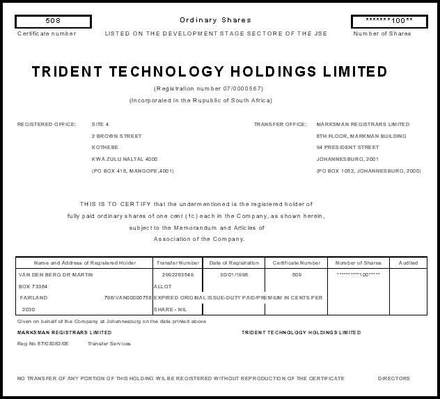 Understanding Financial Markets & Instruments Share certificate