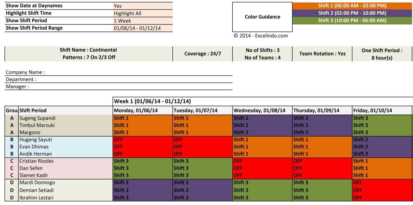 Free Shift Schedule Planner Template