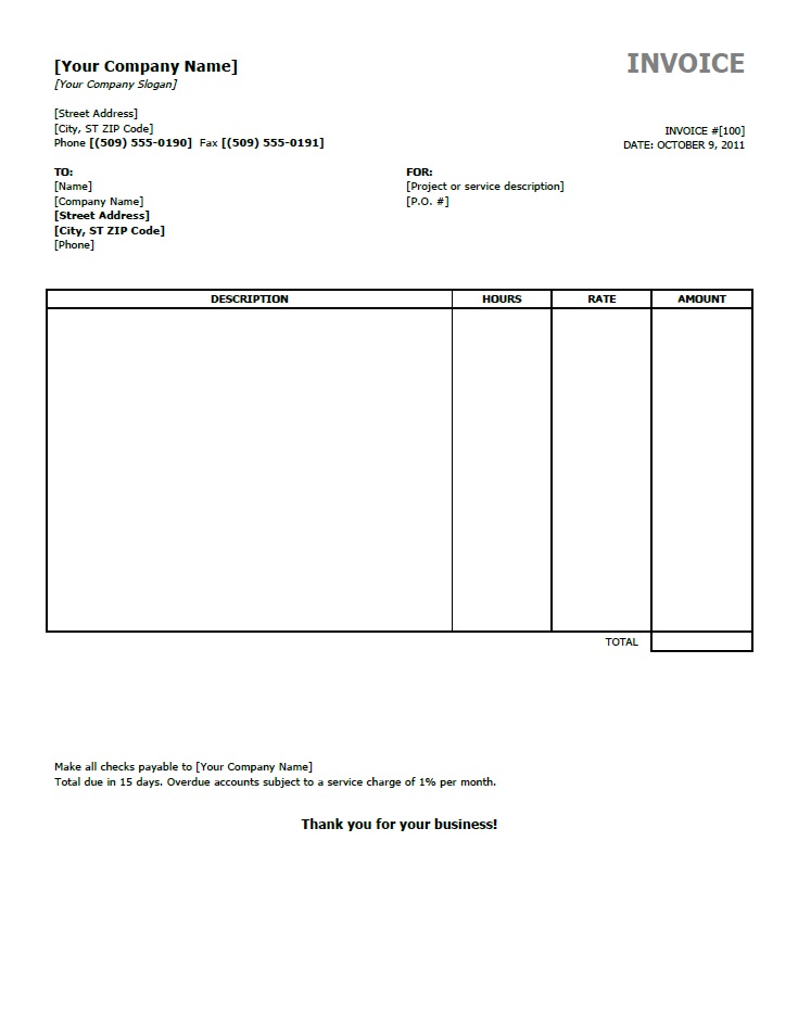 Simple Invoice Template for Excel Free