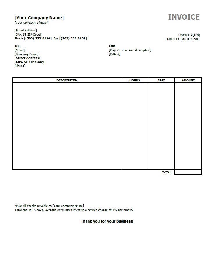 Simple Invoice Template for Excel Free Simple Invoice Template for Excel Free