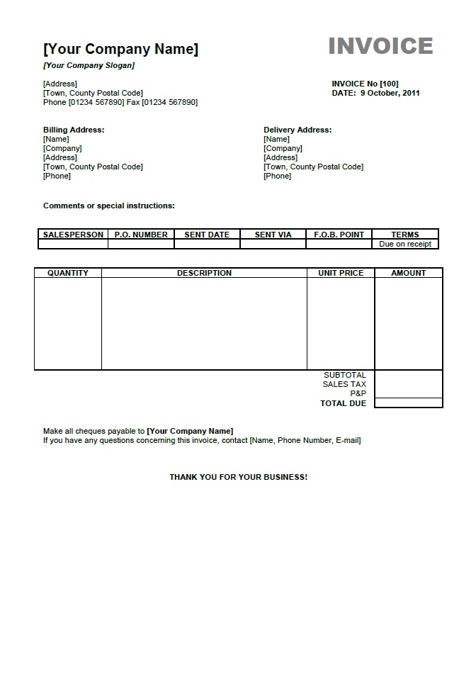 Free Simple Basic Invoice Template | Excel | PDF | Word (.doc)