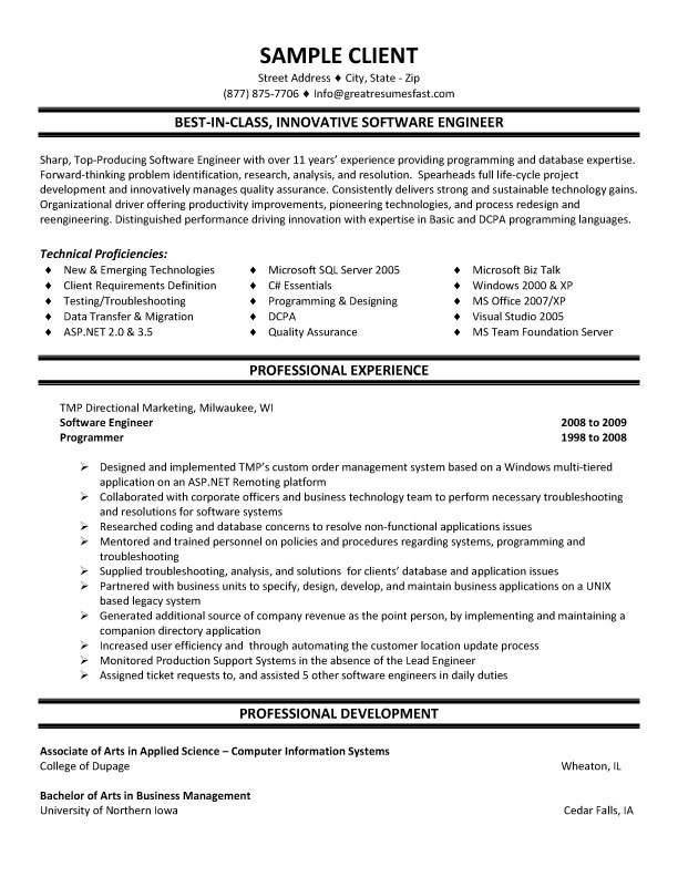 Software Engineer Resume Template for Microsoft Word | LiveCareer