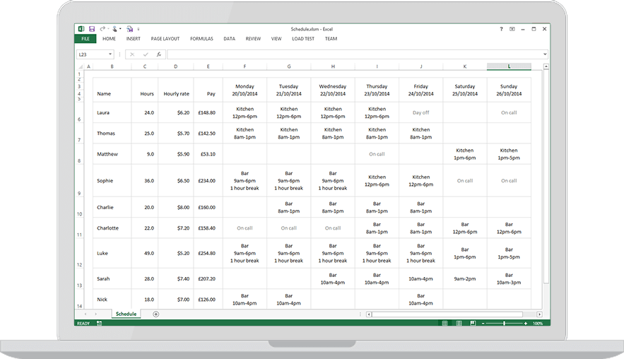 Download a free employee schedule template for Excel Findmyshift