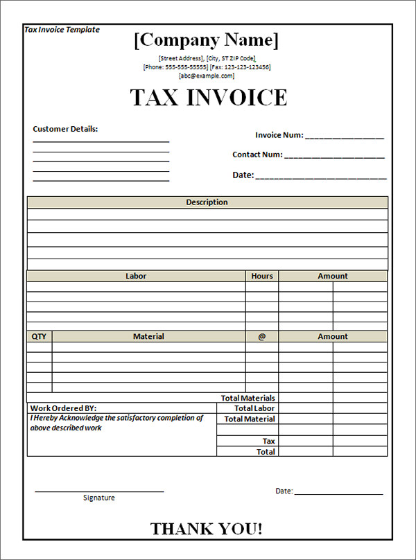 Free Tax Invoice Template Excel | invoice example
