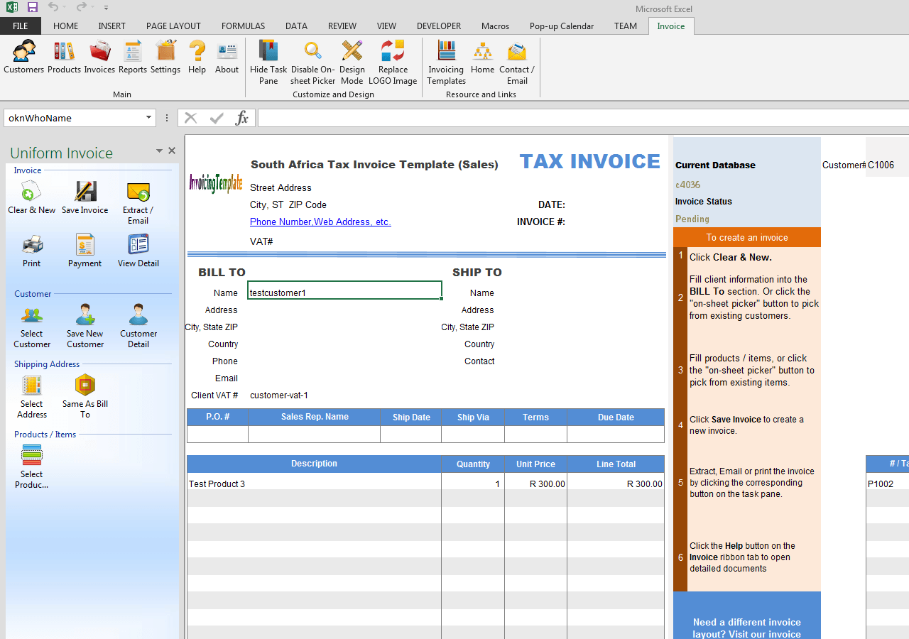 South Africa Tax Invoice Template (Sales)