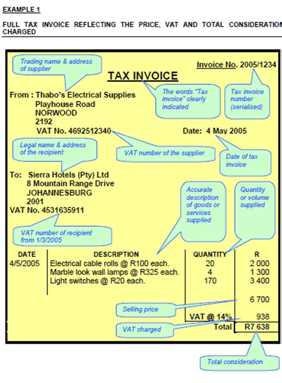 Tax Invoice Template South Africa | invoice sample template