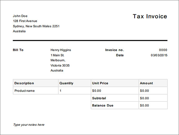 Business Invoice Forms, Tax Invoices and Non Tax Invoice Samples