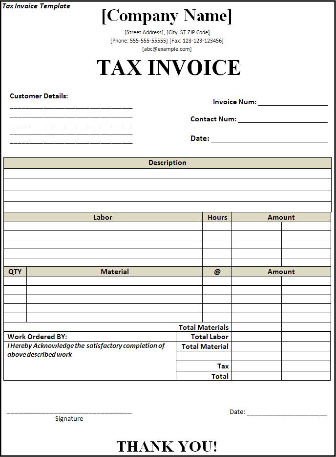 Invoice With Gst Template | Free Invoice Template