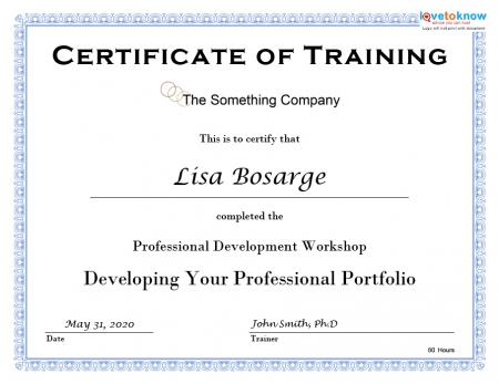 training certificate template doc
