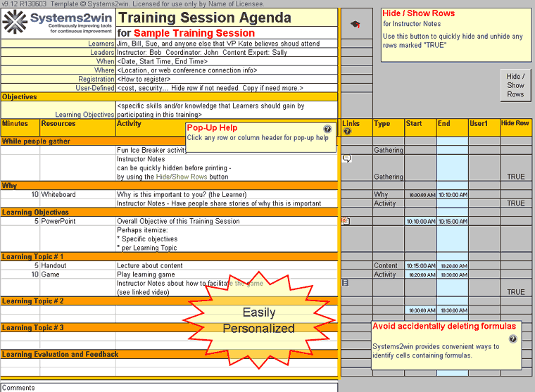 Training Plan template Training Agenda template, Training 