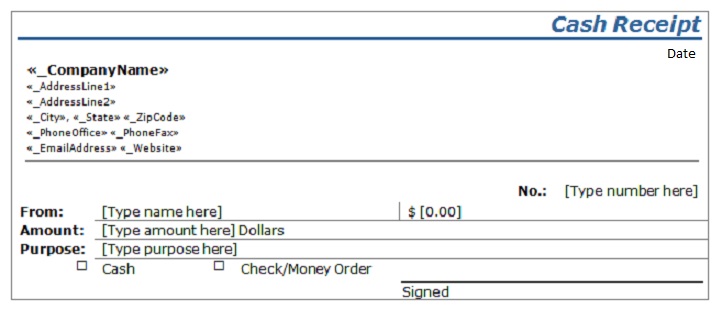 Receipt Template Blank Receipts for Word