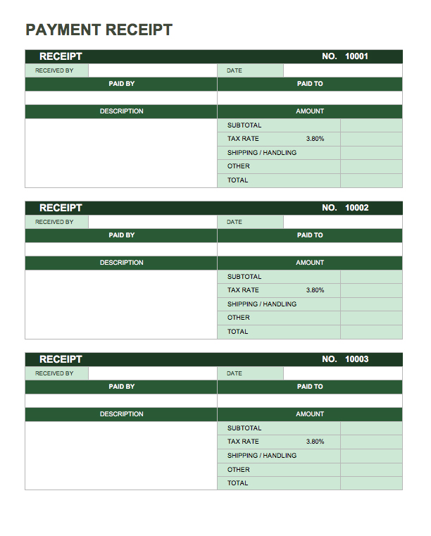 Payment Receipt Template Easy Receipt Making