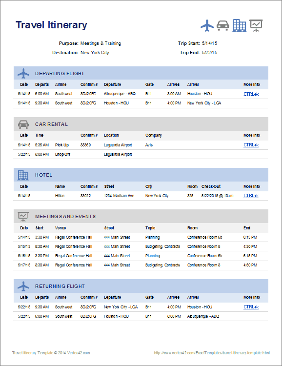 Itinerary Template