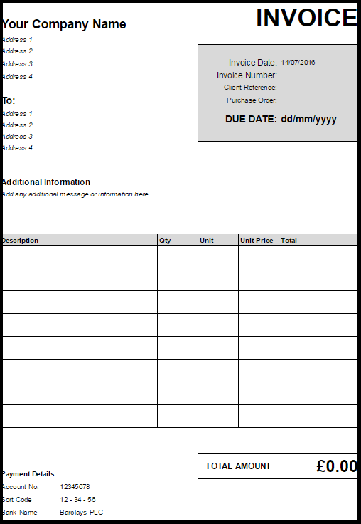 Free Invoice Template UK