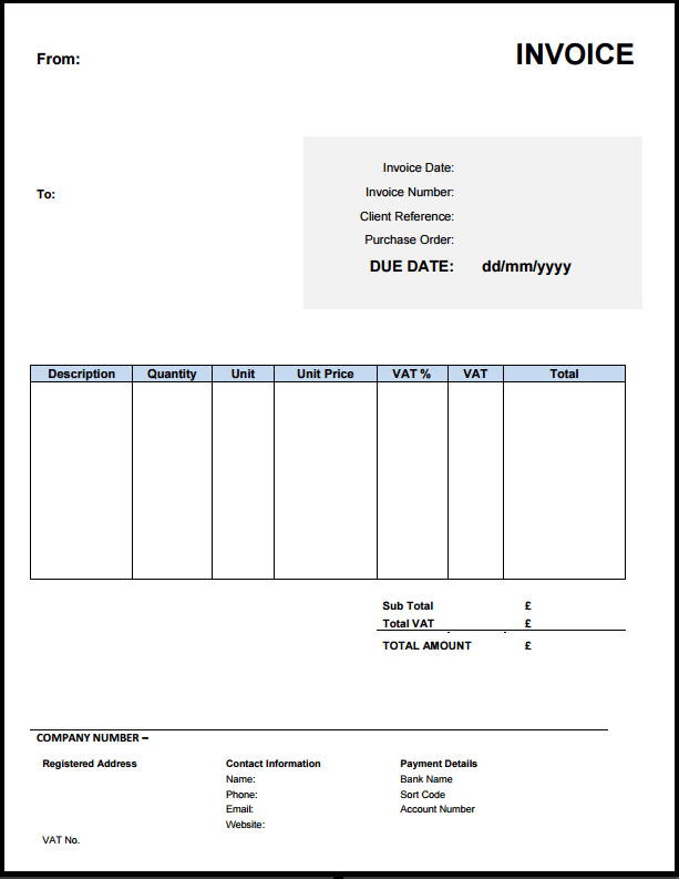 Free Invoice Template UK