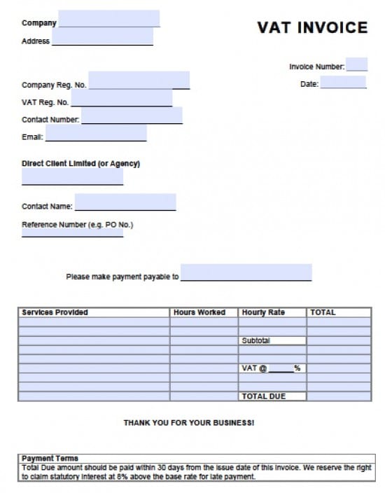 Free Value Added Tax (VAT) Invoice Template | Excel | PDF | Word 