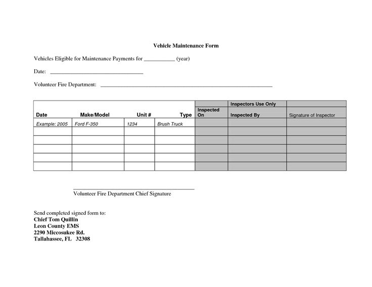 Free Vehicle Maintenance Form | Car Maintenance Tips | Pinterest 