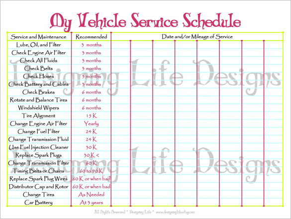 vehicle maintenance log template excel