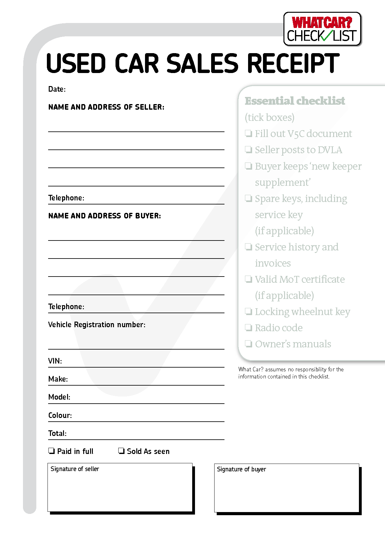 Car Sale Receipt Template 11+ Free Word, Excel, PDF Format 