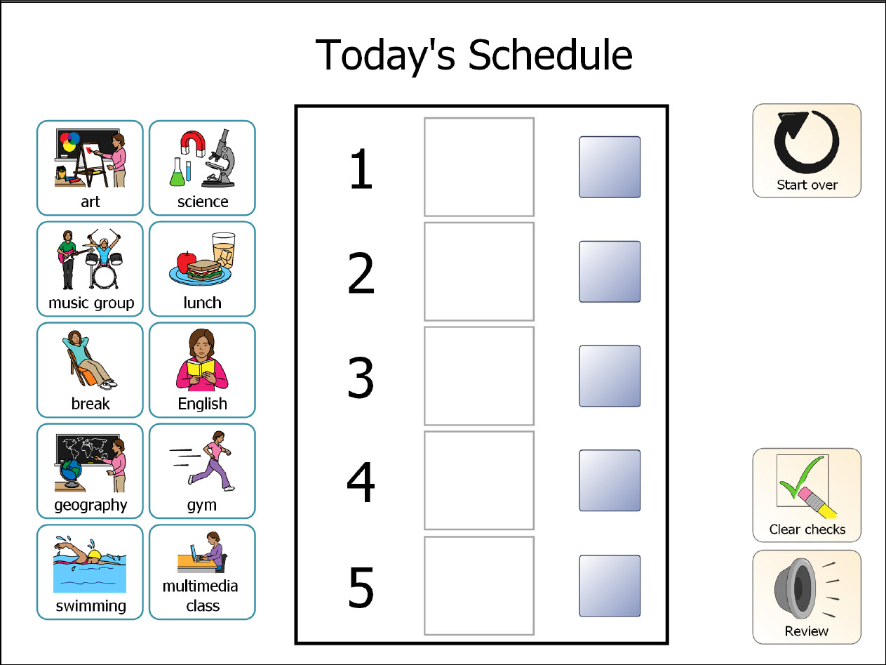 visual schedule for autistic children | Example Daily School 