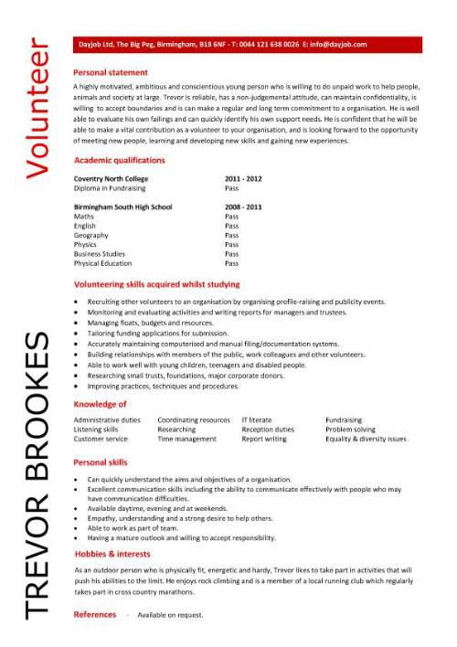 Volunteer cover letter no experience