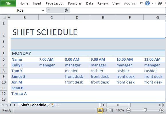 Work Schedule Template Weekly Employee Shift Schedule Templatelate