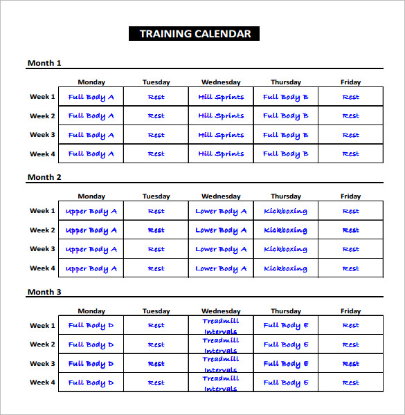 Exercise Schedule Template – 7+ Free Word, Excel, PDF Format 