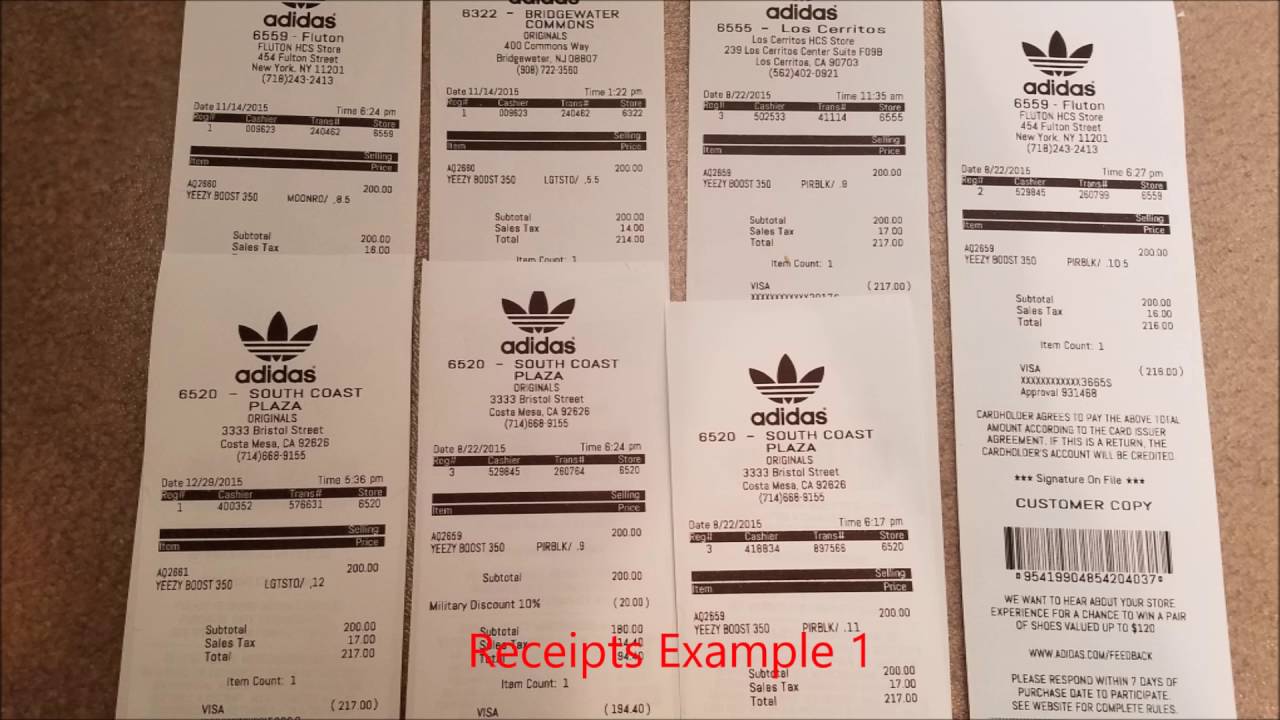Unauthorized Adidas Yeezy Boost Receipts For Sales!!! YouTube